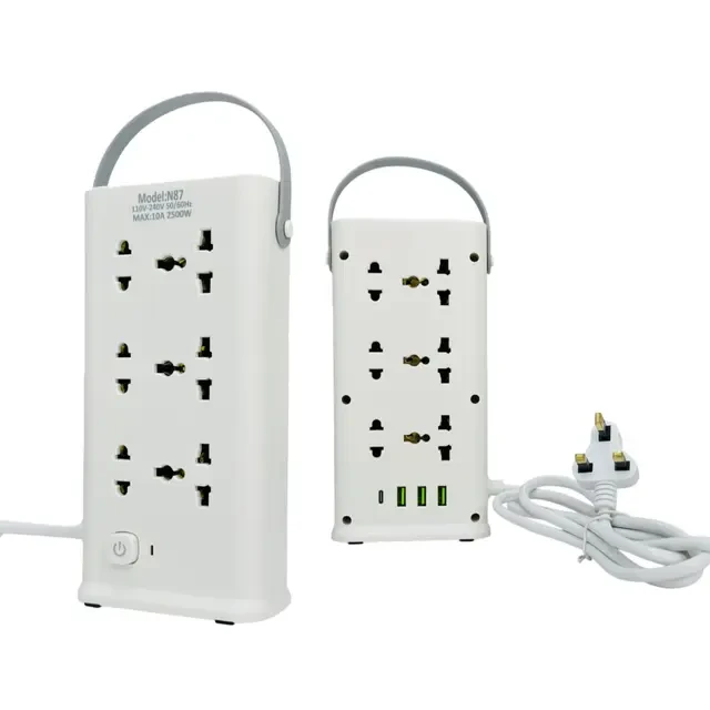 AMT-N87 ZAPATILLA PORTATIL 3 NIVELES CON ILUMINACION 1.9M (12 ENCHUFES / USB-A / USB-C