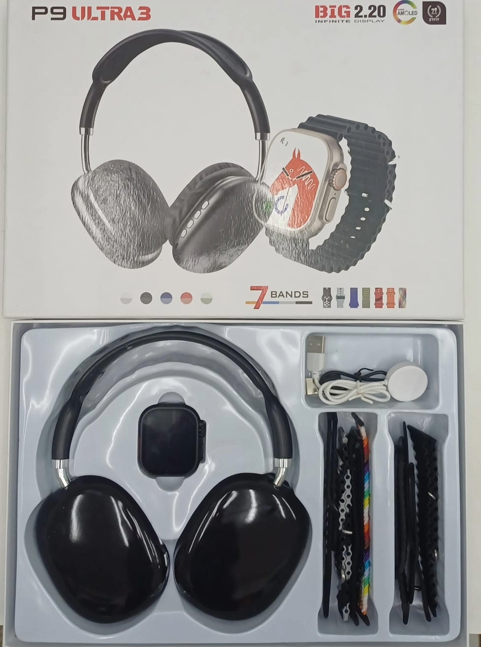 COMBO AURICULAR Y SMARTWATCH BLUETOOTH P9 ULTRA 3