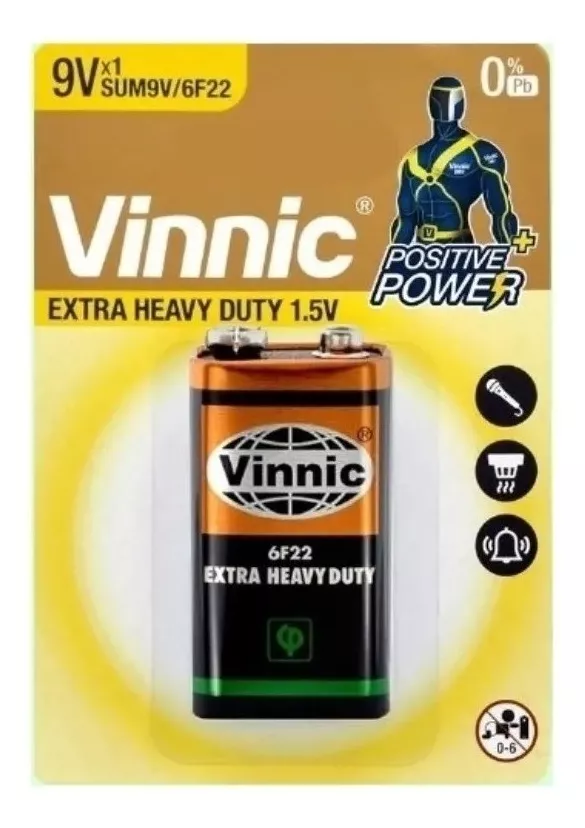 BATERIA - PILA 9V1 6F22 VINNIC