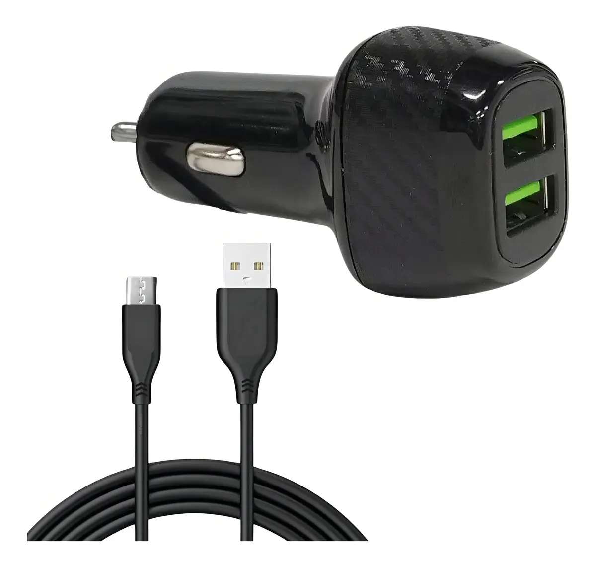 CARGADOR 12V AUTO CON CABLE TIPO V8 4.8AMP DX-6CARUSB