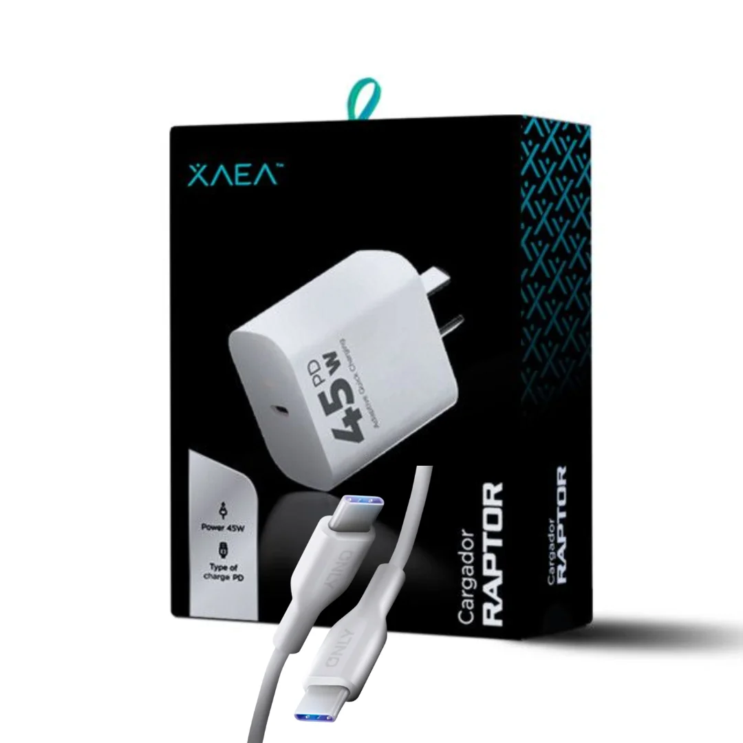 CARGADOR CEL TIPO C 45W RAPTOR + CABLE