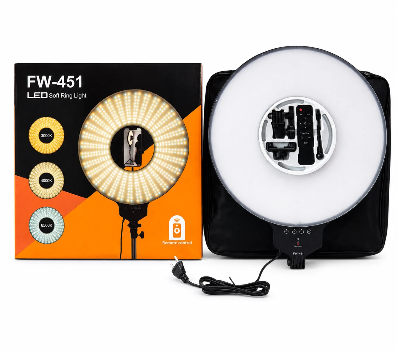 PANEL DE LUZ LED 18" EN FORMA DE ARO 3 TONOS DE LUZ - FW-451
